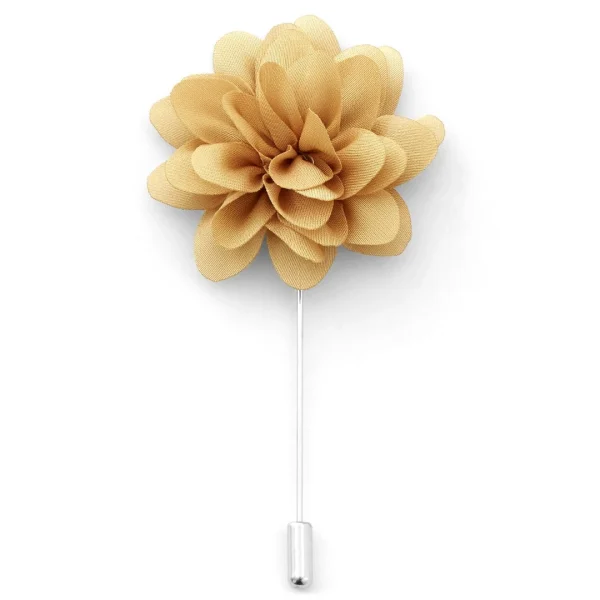 Warren Asher Boutonnière à Fleur De Pivoine Beige & Or 1