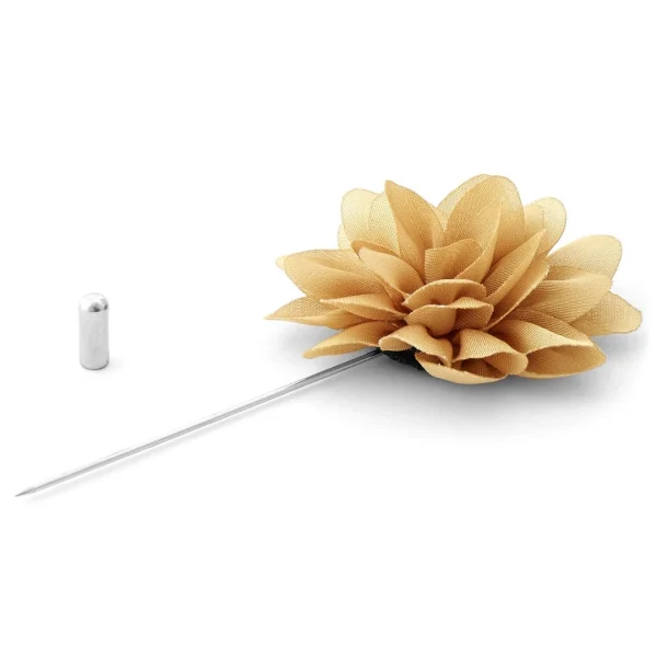 Warren Asher Boutonnière à Fleur De Pivoine Beige & Or 3