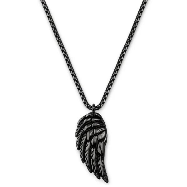 Otsu Egan | Chaîne à Maille Vénitienne Avec Pendentif En Forme D’aile En Acier Inoxydable Gris Anthracite 1