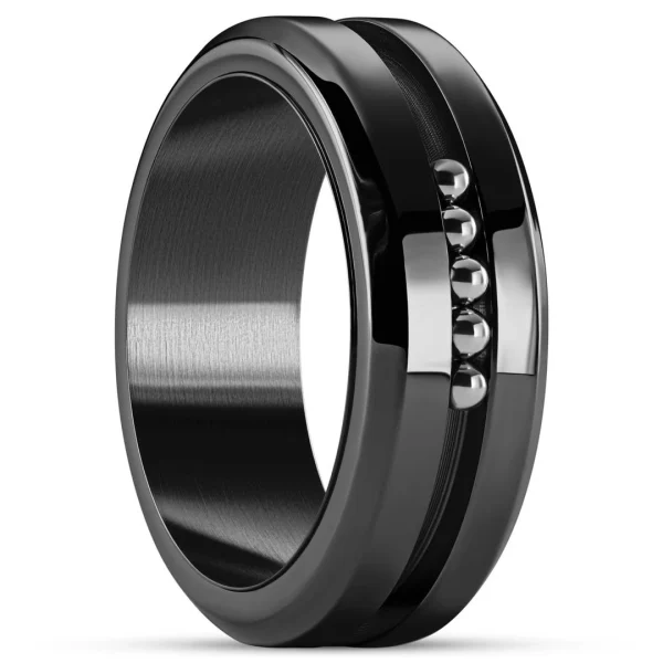 Seizmont Tigris | Anneau Noir Avec Billes Mobiles – 8 Mm 1