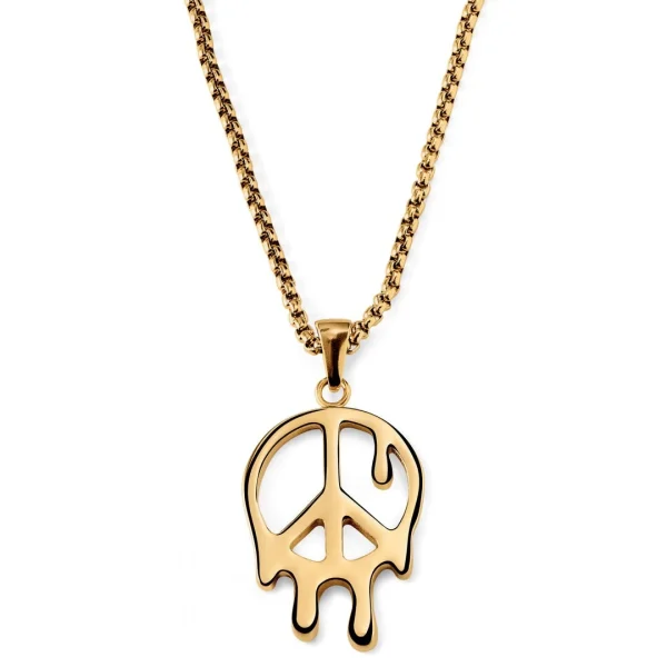 Otsu Fahrenheit | Collier à Pendentif En Métal Doré Peace & Love 1