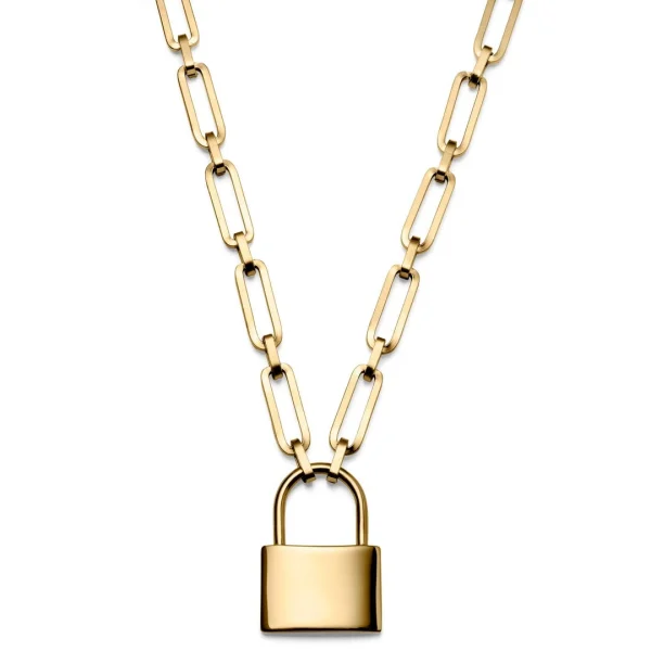Lucleon Collier Carter Amager à Chaîne Dorée Et Pendentif Cadenas 1