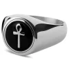 Lucleon Chevalière Ankh En Acier Argenté 20