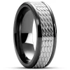 Lucleon Hyperan | Anneau Noir En Titane Avec Motif Ovale Argenté – 8 Mm 8