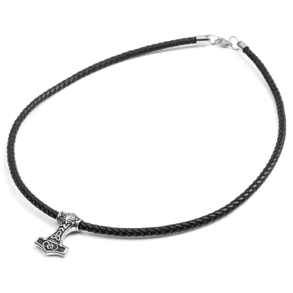 Fort Tempus Collier En Cuir Noir Et Pendentif Celtique Double Face 6