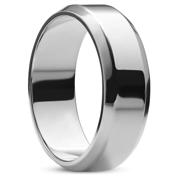 Lucleon Ferrum | Anneau à Bords Biseautés En Acier Inoxydable Argenté Poli – 8 Mm 1