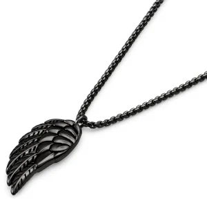 Otsu Egan | Chaîne à Maille Vénitienne Avec Pendentif En Forme D’aile En Acier Inoxydable Gris Anthracite 10