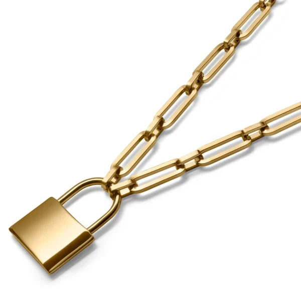 Lucleon Collier Carter Amager à Chaîne Dorée Et Pendentif Cadenas 3