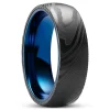 Lucleon Fortis | Bague En Acier Damas Couleur Gunmetal Et Titane Bleu – 7 Mm 14