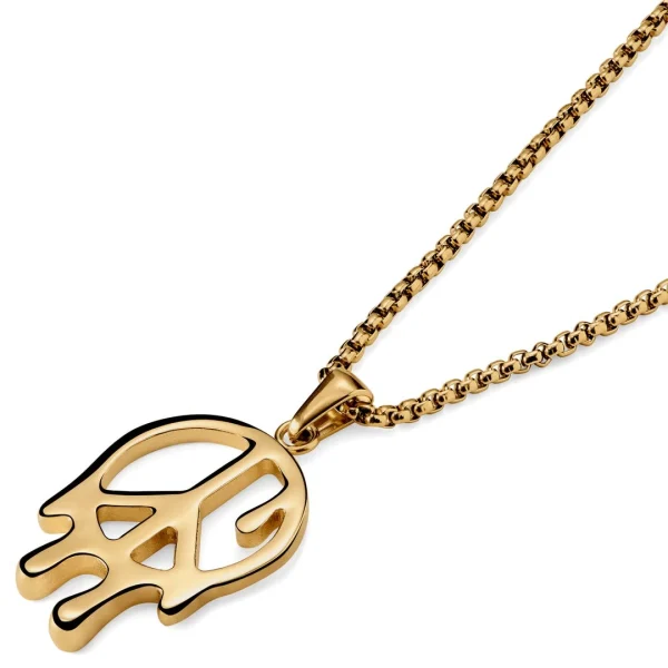 Otsu Fahrenheit | Collier à Pendentif En Métal Doré Peace & Love 5