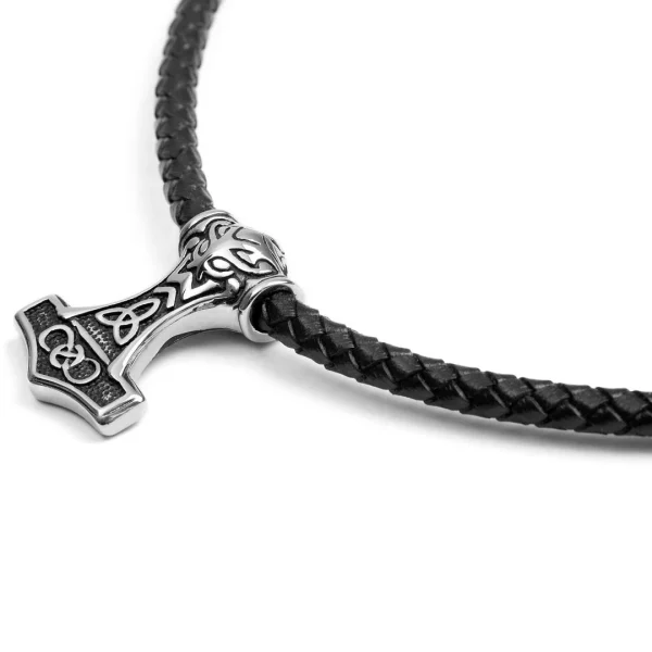 Fort Tempus Collier En Cuir Noir Et Pendentif Celtique Double Face 3