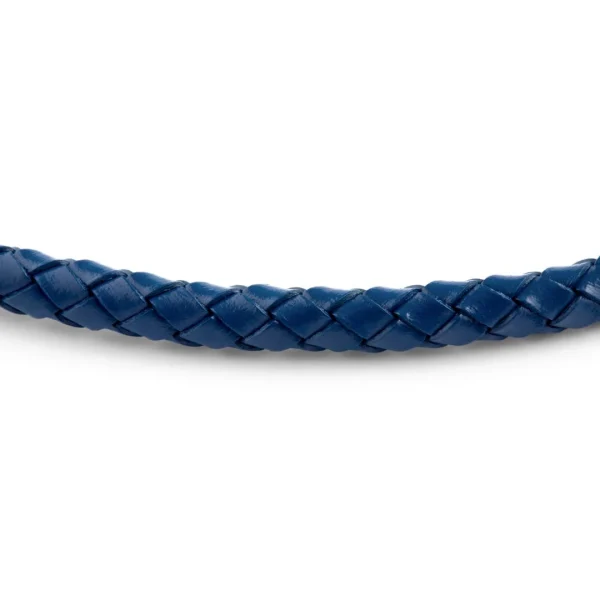 Collin Rowe Collier En Cuir Bleu électrique Tressé 5mm 3
