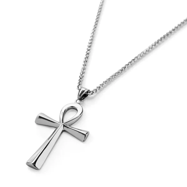 Fort Tempus Collier à Pendentif Ankh En Acier Argenté 3
