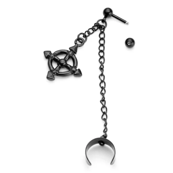 Fort Tempus Boucle D’oreille Gouvernail De Bateau Avec Manchette Et Chaîne 5