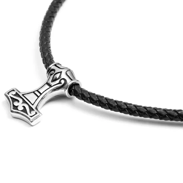 Fort Tempus Collier En Cuir Noir Et Pendentif Celtique Double Face 7
