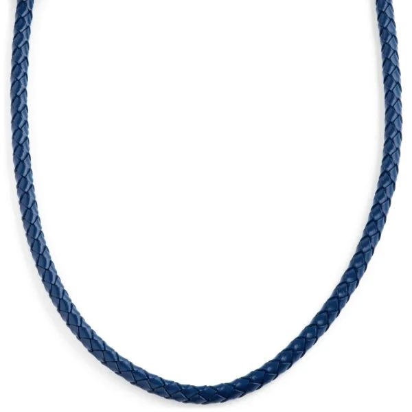 Collin Rowe Collier En Cuir Bleu électrique Tressé 5mm 1