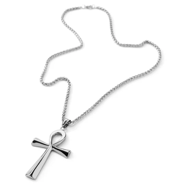 Fort Tempus Collier à Pendentif Ankh En Acier Argenté 6