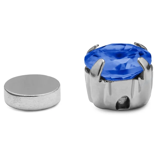Lucleon Boucle D’oreille Magnétique à Cristal Bleu 4