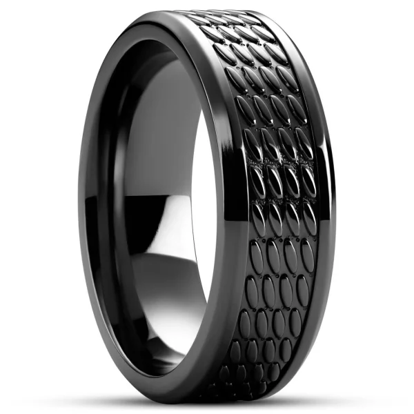 Lucleon Hyperan | Anneau Noir En Titane Avec Motif Ovale – 8 Mm 1