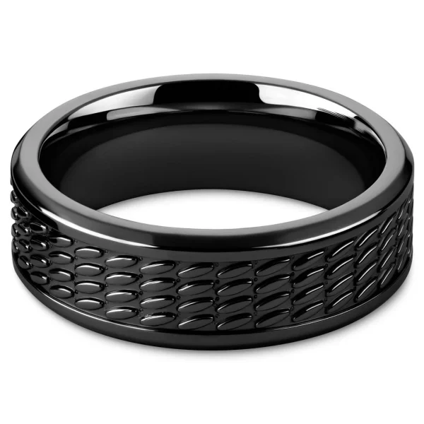 Lucleon Hyperan | Anneau Noir En Titane Avec Motif Ovale – 8 Mm 3