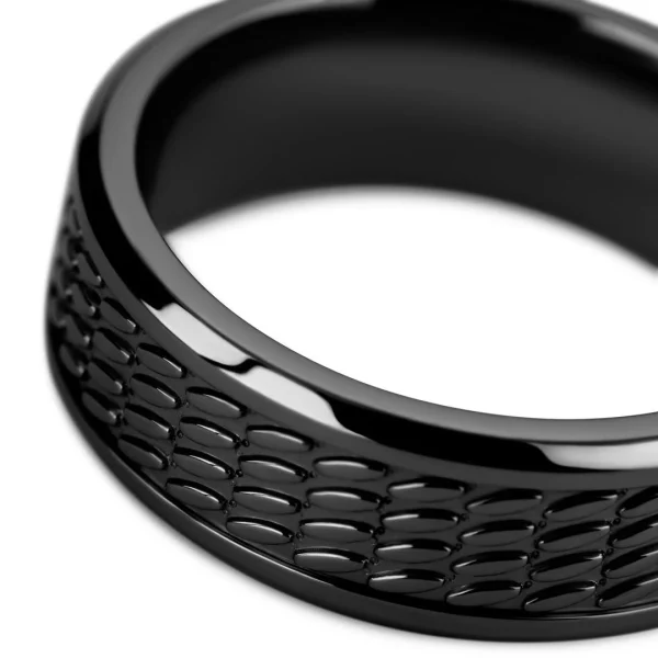 Lucleon Hyperan | Anneau Noir En Titane Avec Motif Ovale – 8 Mm 4
