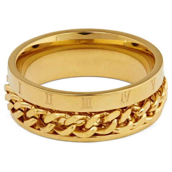 Lucleon Bague à Chaîne Romaine Dorée 3