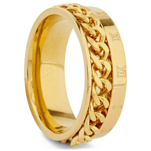 Lucleon Bague à Chaîne Romaine Dorée 1