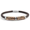 Lucleon Bracelet En Cuir Et Métal Couleur Or Rose 22