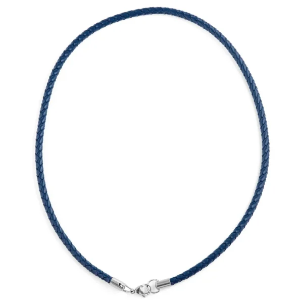 Collin Rowe Collier En Cuir Bleu électrique Tressé 5mm 7