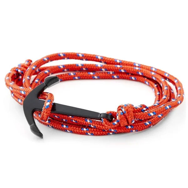 Tailor Toki Bracelet L’ancre Noire à Cordon Rouge, Bleu Et Blanc 1