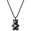 Otsu Egan | Collier à Maille Vénitienne Avec Pendentif Ours En Peluche En Acier Inoxydable Gris Anthracite 20