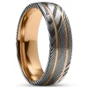 Lucleon Fortis | Bague En Acier Damas Couleur Gris Et Gunmetal Et En Titane Couleur Or Rose à Double Cannelure – 7 Mm 11