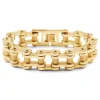 Fort Tempus Bracelet Biker En Acier Chirurgical Doré 20