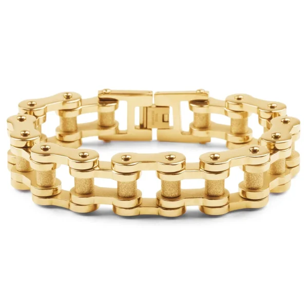 Fort Tempus Bracelet Biker En Acier Chirurgical Doré 1