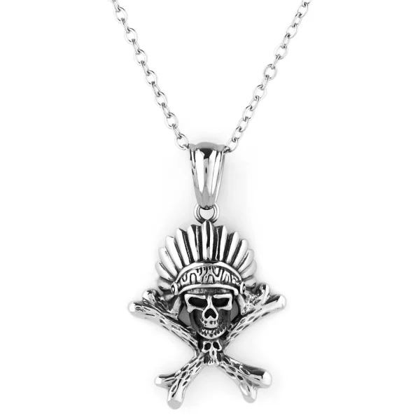 Fort Tempus Collier Argenté à Pendentif Tête De Mort 1