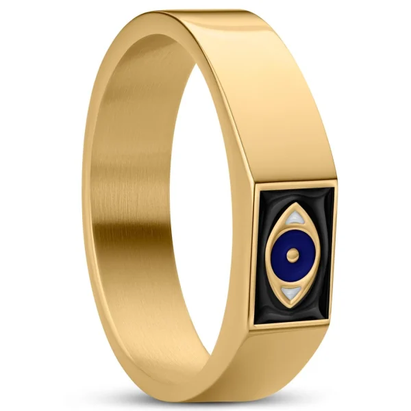Waykins Evil Eye | Chevalière Carrée Dorée 1