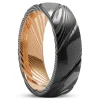 Lucleon Fortis | Anneau En Acier Damas Cannelé Bronze Et Or Rose – 7 Mm 14