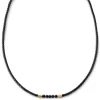 Lucleon Tenvis | Collier En Cuir Avec Onyx Et Pendentifs Dorés 3 Mm 17