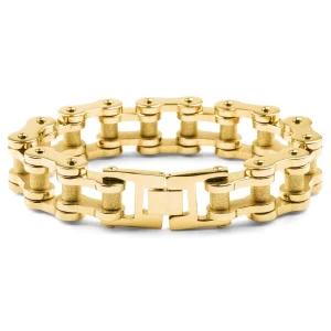 Fort Tempus Bracelet Biker En Acier Chirurgical Doré 6