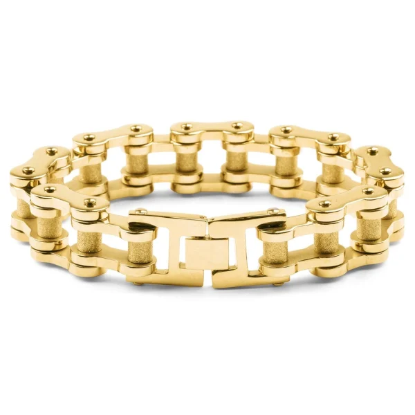 Fort Tempus Bracelet Biker En Acier Chirurgical Doré 3