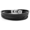 Lucleon Bracelet Roy à Double Tour En Cuir Foncé Avec Fermoir Argenté 22