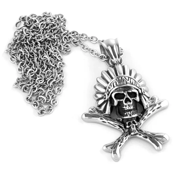Fort Tempus Collier Argenté à Pendentif Tête De Mort 3