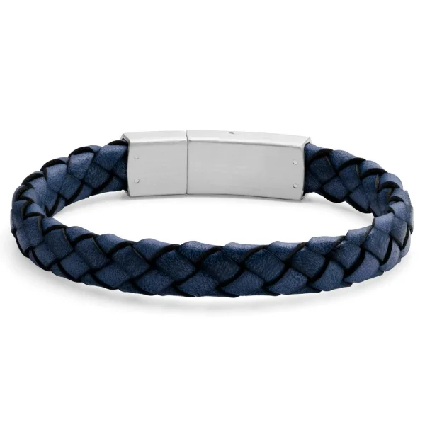 Lucleon Bracelet Bolo Massif En Cuir Bleu Uni 3