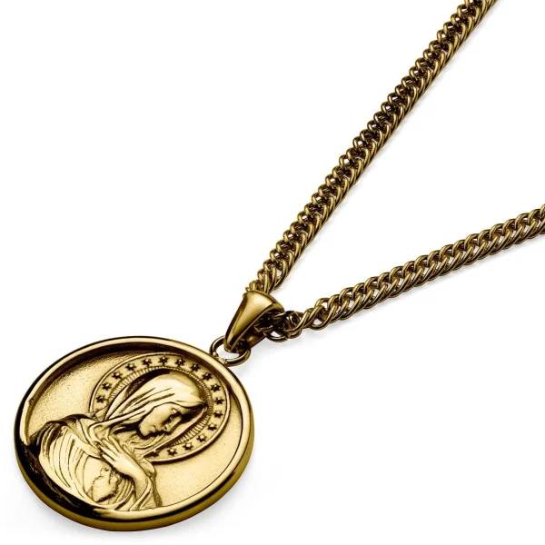 Lucleon Sanctus | Collier En Métal Doré à L’effigie De La Vierge Marie 5