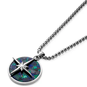 Arkai Atlas | Collier Argenté à Pendentif étoile Polaire Et Pierre D’azurite Et Malachite 14