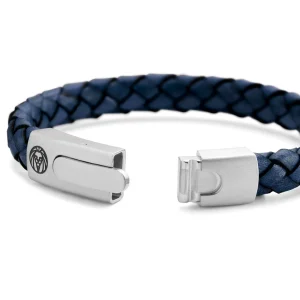 Lucleon Bracelet Bolo Massif En Cuir Bleu Uni 10