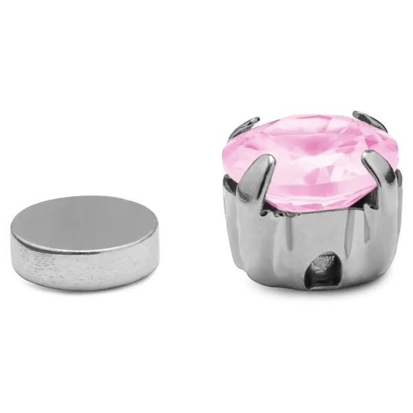 Lucleon Boucle D’oreille Magnétique à Cristal Rose 6mm 3