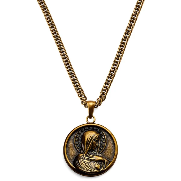 Lucleon Sanctus | Collier En Métal Doré Vintage à L’effigie De La Vierge Marie 1