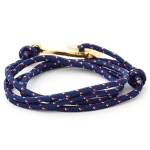 Tailor Toki Bracelet L’hameçon Doré à Cordon Bleu Marine, Blanc Et Rouge 9