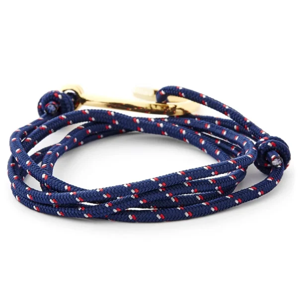 Tailor Toki Bracelet L’hameçon Doré à Cordon Bleu Marine, Blanc Et Rouge 4
